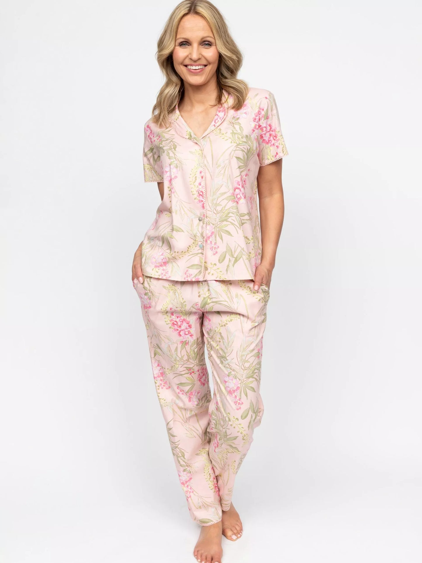 Nora Rose Sally Peach Floral Short Sleeve PJ Set 2130