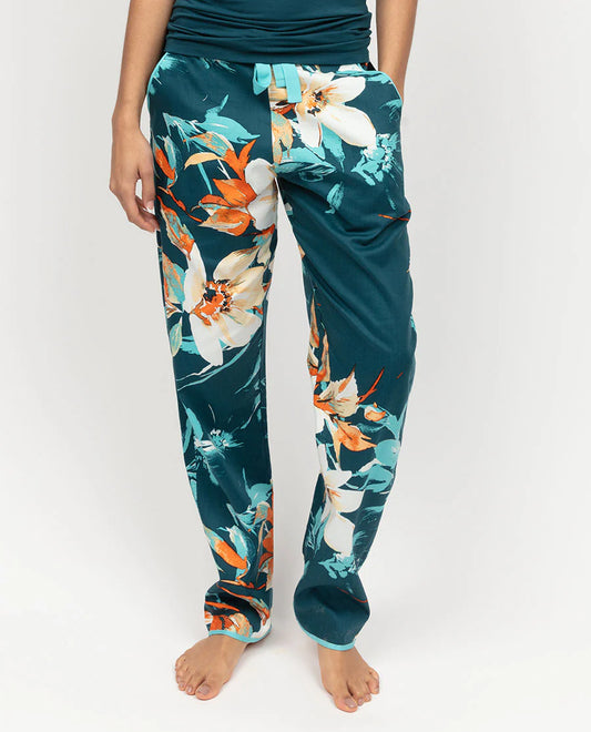 Goldie Teal Floral Print Pyjama Bottoms 0449