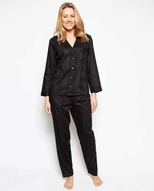 Nora Rose 100%Cotton Blk Pyjama Set 1340