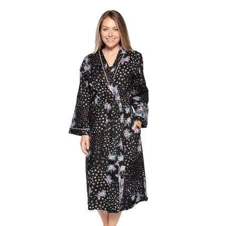 Hannah Black Ditsy Floral Robe 4733