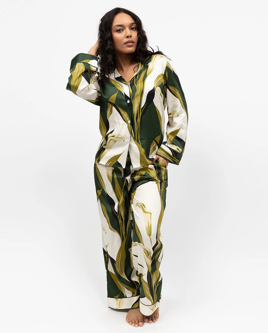 Fable & Eve Maida Green Floral Print Wide Leg Pyjama Set 2272