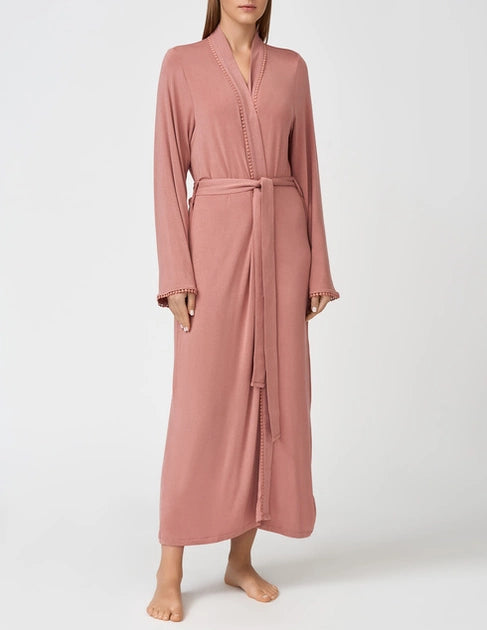 Nora Rose Audrey Blush Knit Long Robe 1553