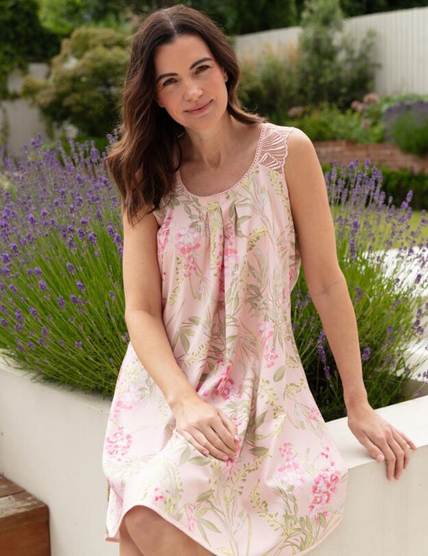 Nora Rose Sally Peach Floral Swing Nightdress 2131