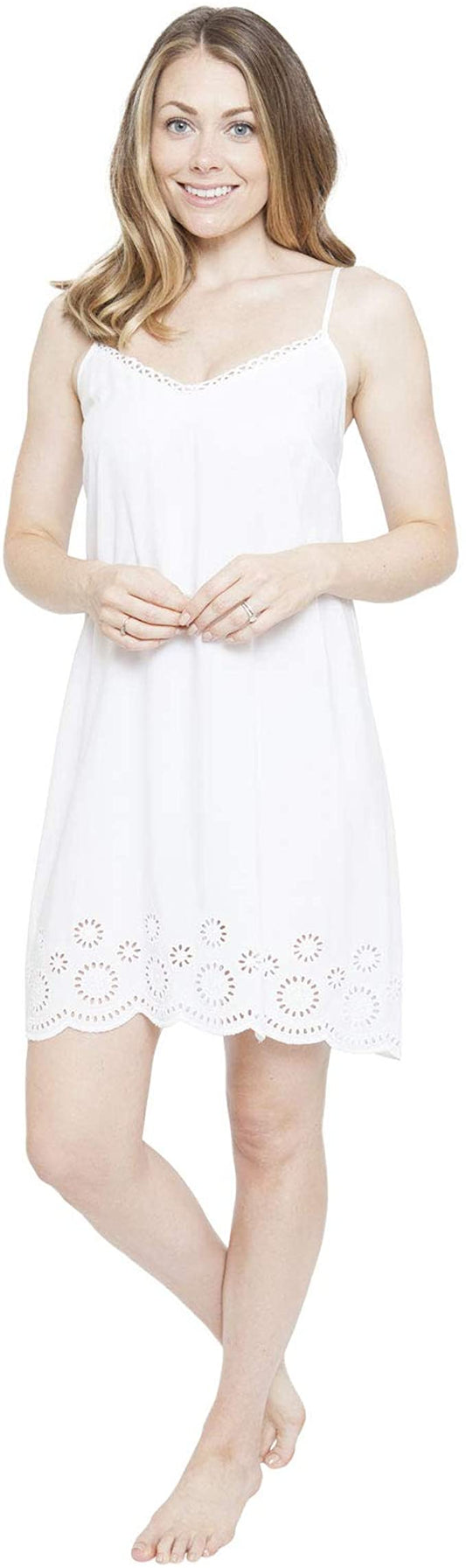 Ella White Eyelet Trim Nightgown 4143