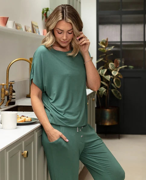 Kallie Sea Green Slouch Cap Pyjama Top 5258