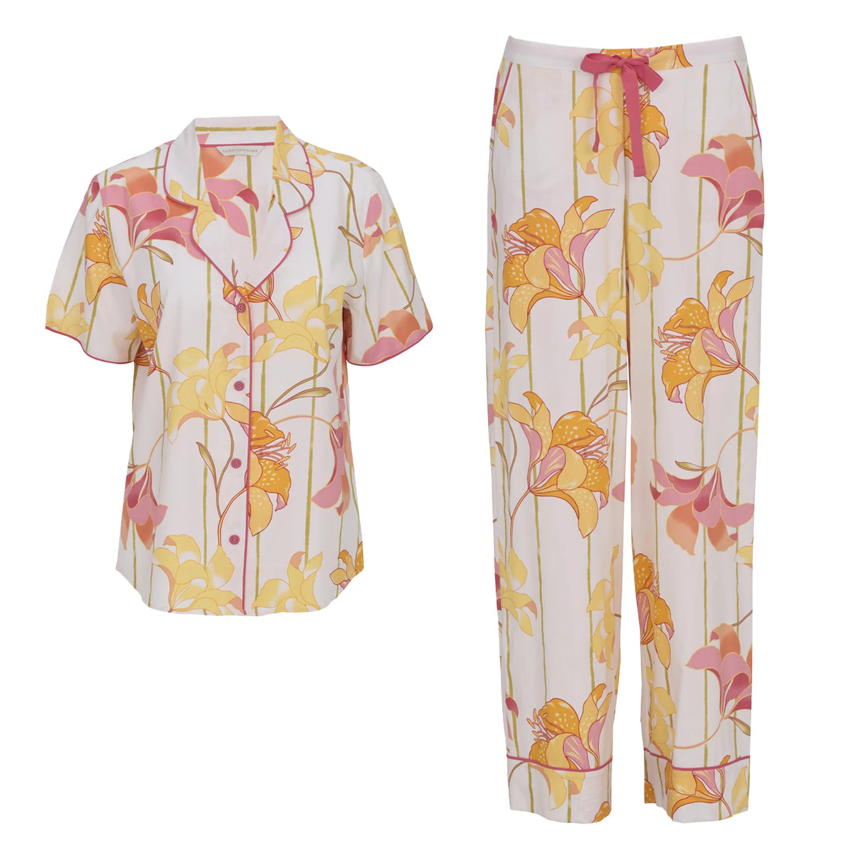 Amelia Coral Floral Print Pjyama Set 5393/5394
