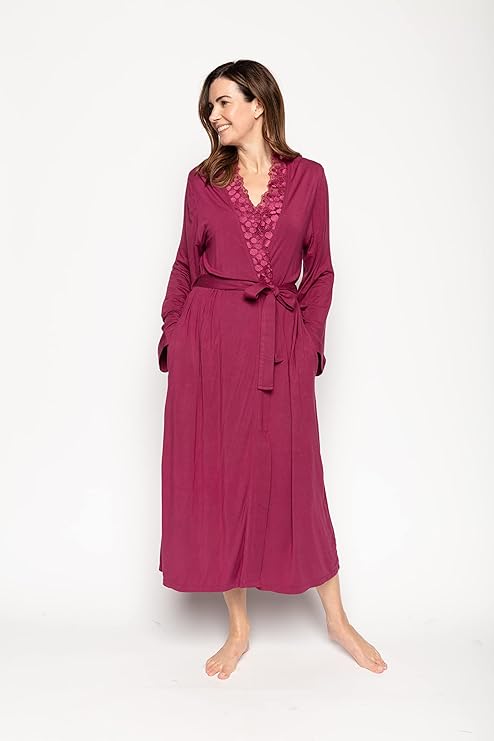 Nora Rose Katherine Magenta Knit Long Robe