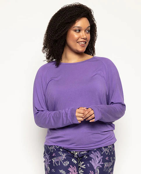Violet Lilac Knit Long Sl Slouch Top 9465