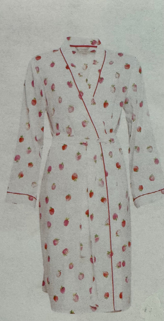 Sophia Strawberry Print Short Robe 4456