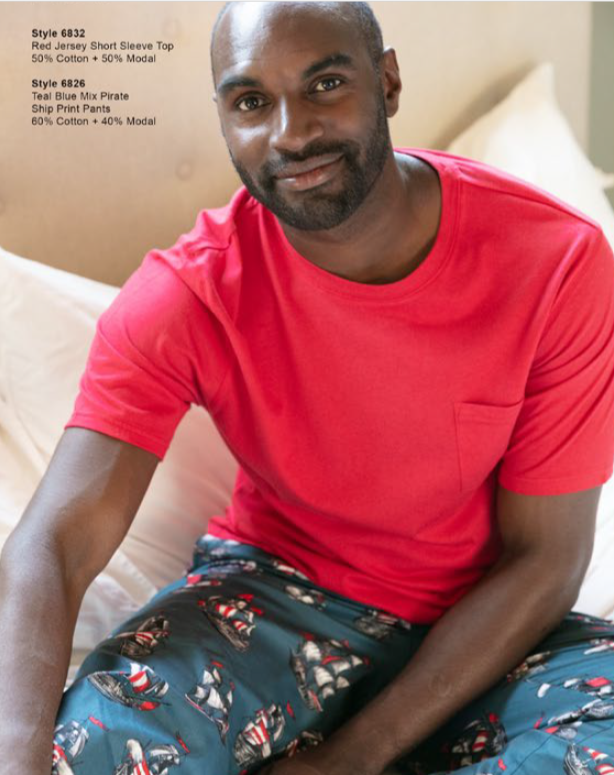 Jasper Teal Pirate Ship Print Pants 6826