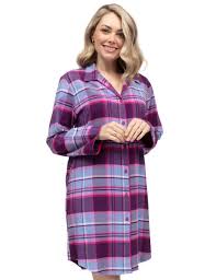 Hazel Flannel Purple Check Long Sleeve Nightshirt 0489