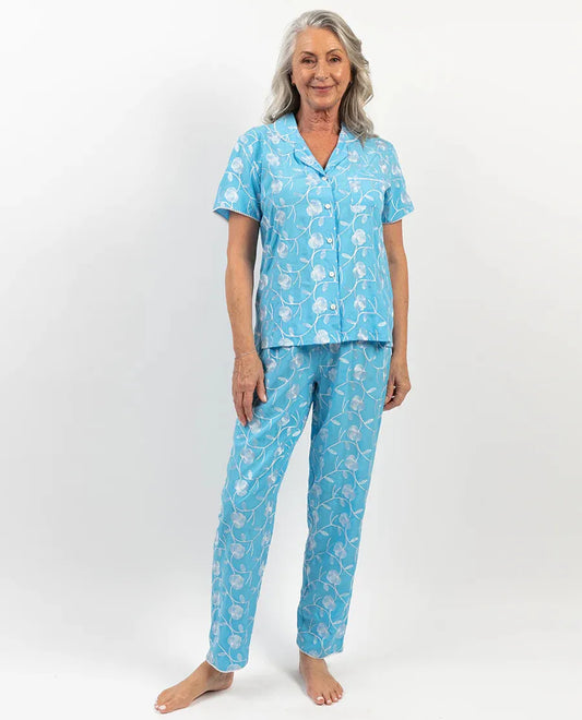 Nora Rose Leona Blue Print PJ Set 1817