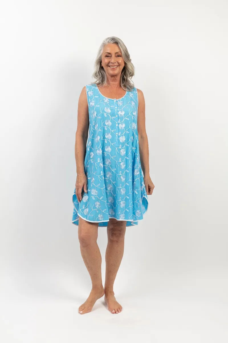 Nora Rose Leona Blue Print Swing Nightdress 1818