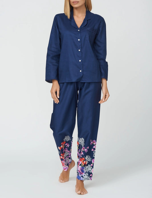 Nora Rose Jenna Floral Border Pyjama Set 1696