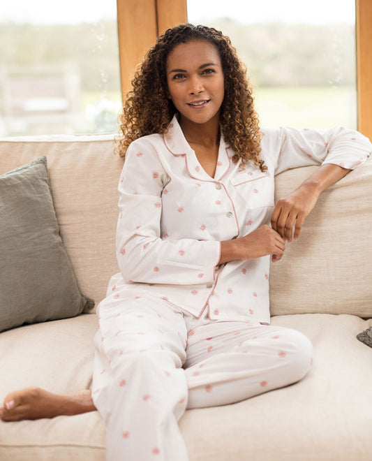 Nora Rose Audrey Embroidered Pyjama Set  100% Cotton