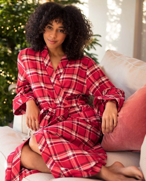 Robyn Flannel Check Long Robe 4986