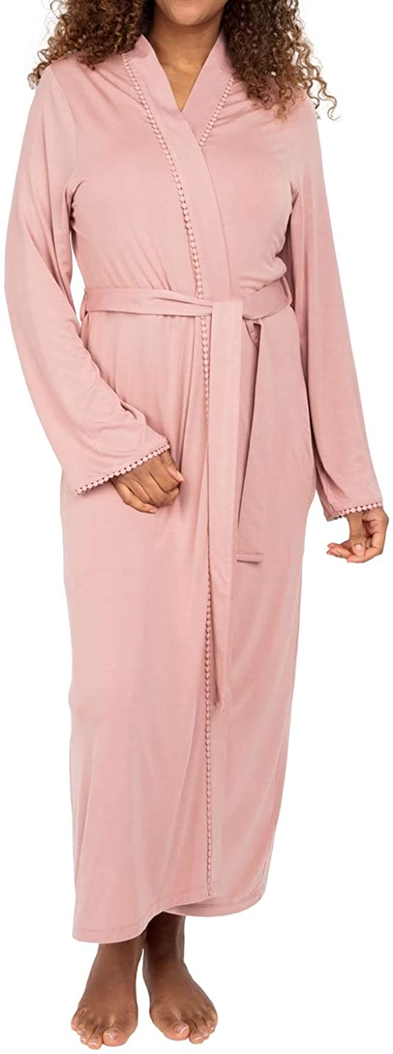 Nora Rose Audrey Blush Knit Long Robe 1553
