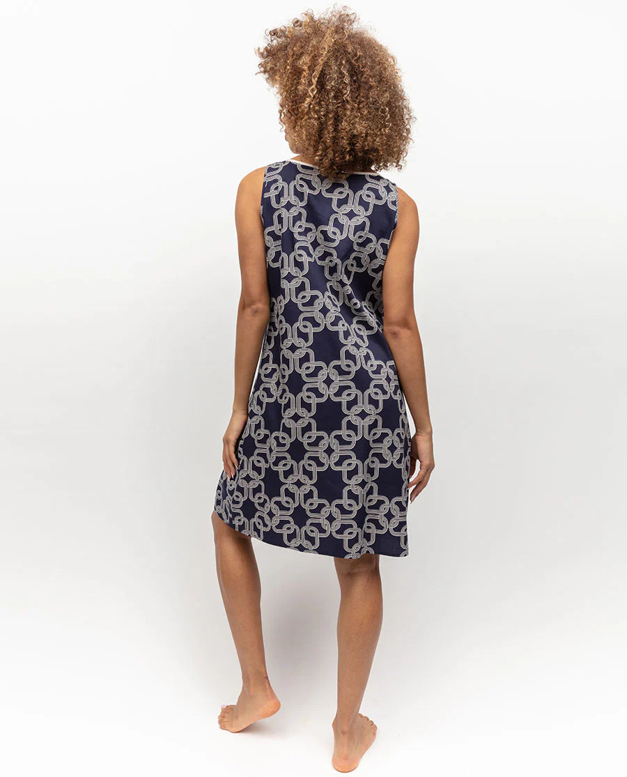 Avery Short Navy Print Nightdress 0079