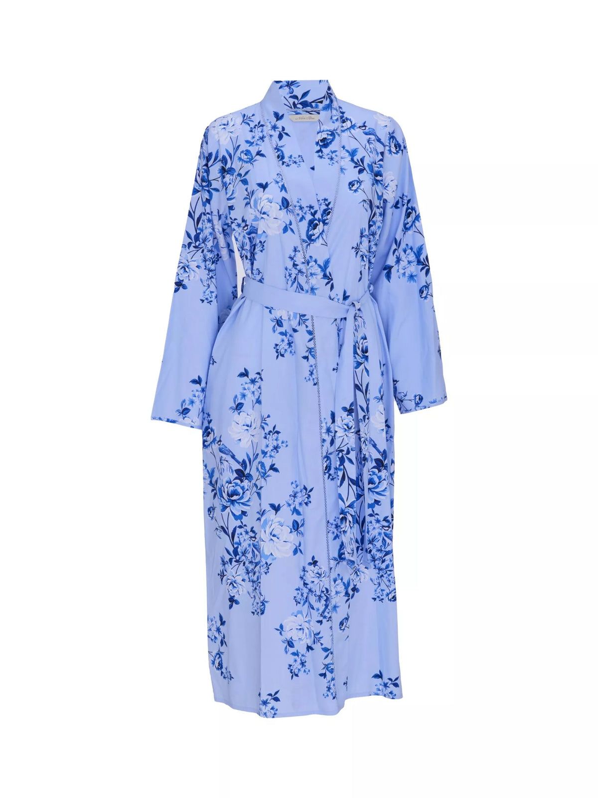 Nora Rose Blue Floral Lace Long Robe 2372