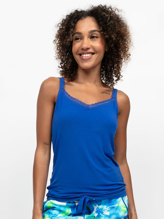 Ashley Blue Floral Pant And Cami Pyjama Set 5384/5376