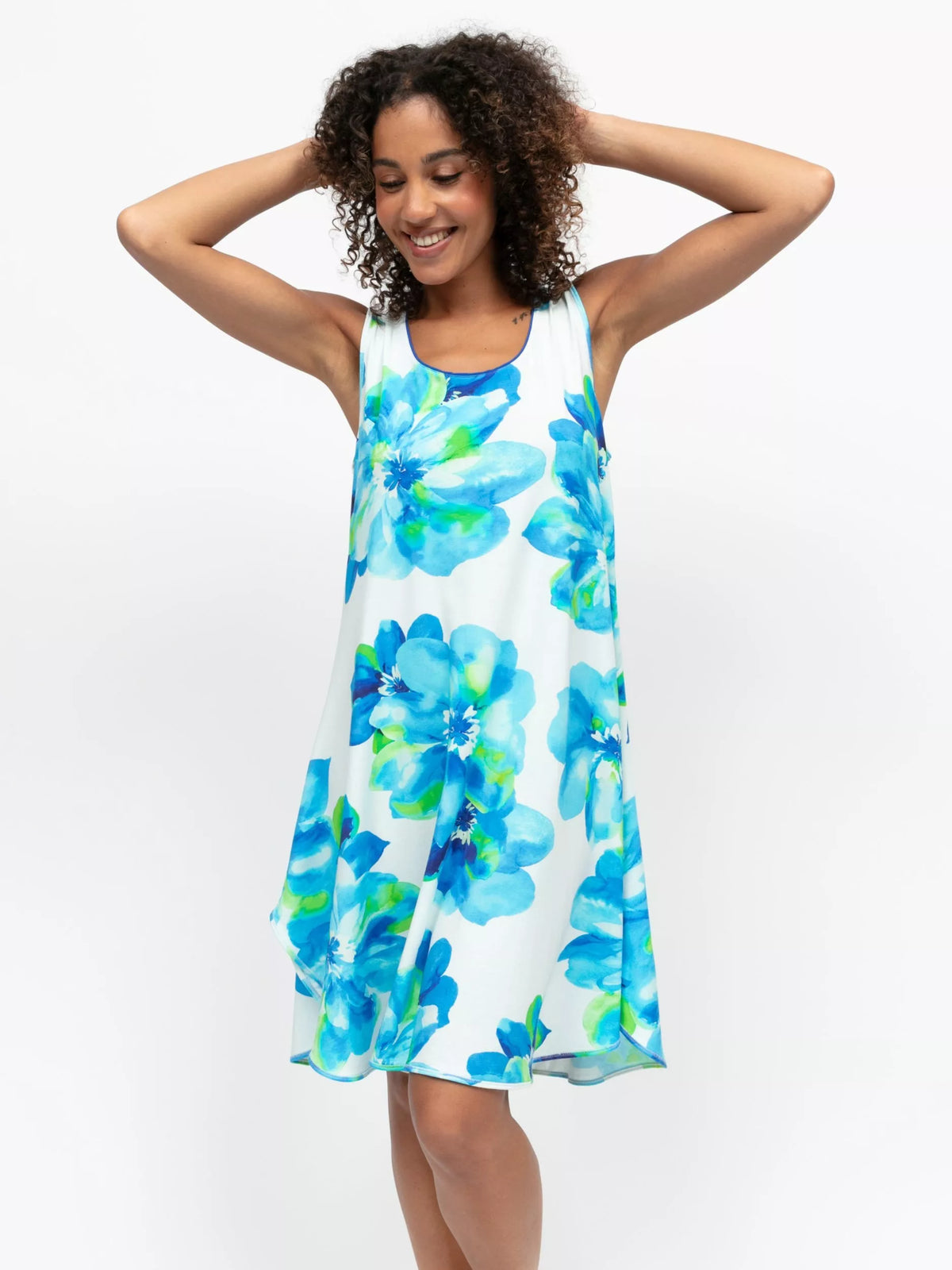 Ashley Dark Blue Floral Swing Nightdress 5379