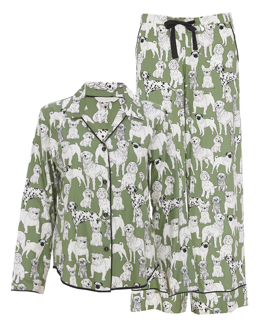 Nancy Sage Green Dog Printed PJ Set 0654/0655