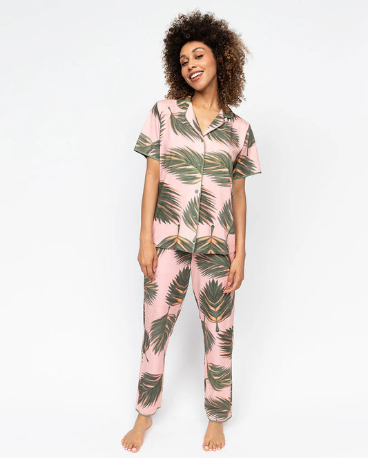 Lea Salmon Pink Knit Printed PJ Set 0693/0694