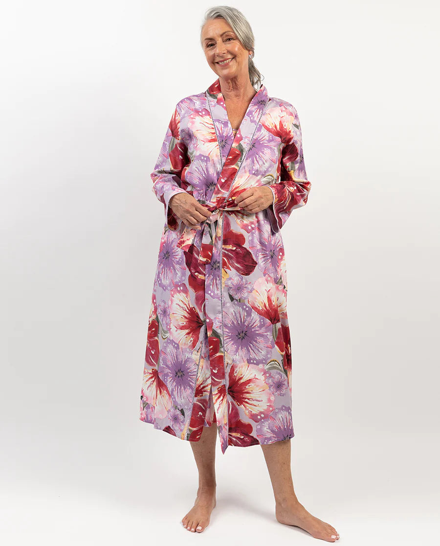 Nora Rose Maeve Lilac Floral Long Robe