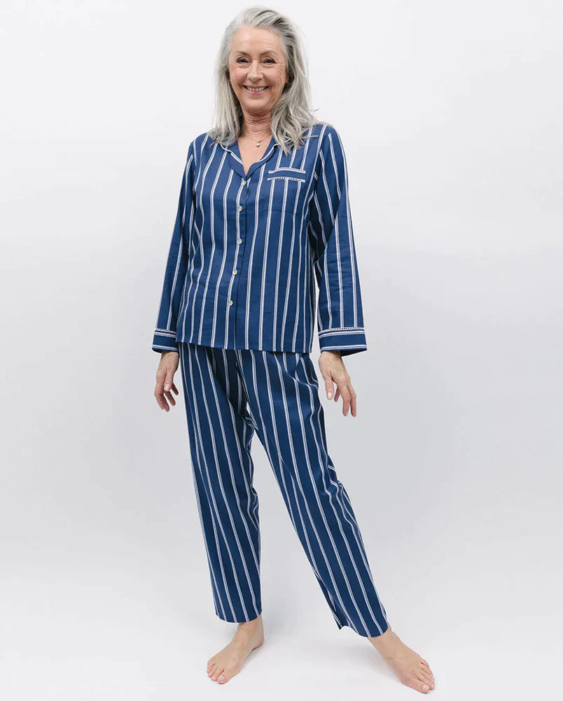 Nora Rose Evette Blue Strip PJ Set 1832