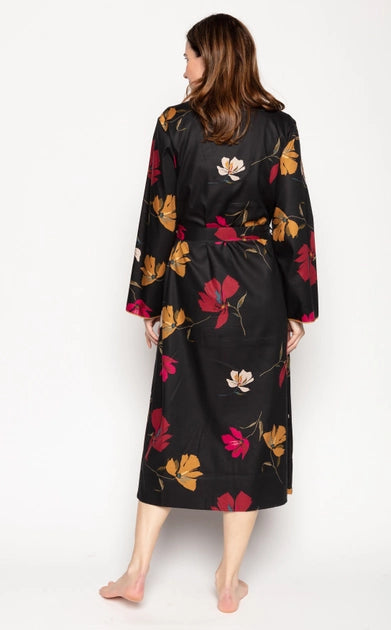 Nora Rose Marcella Black Floral  Long Robe