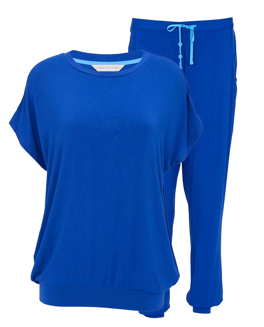 Ashley Dark Blue Knit Slouch Pjyama Set 5382/5479