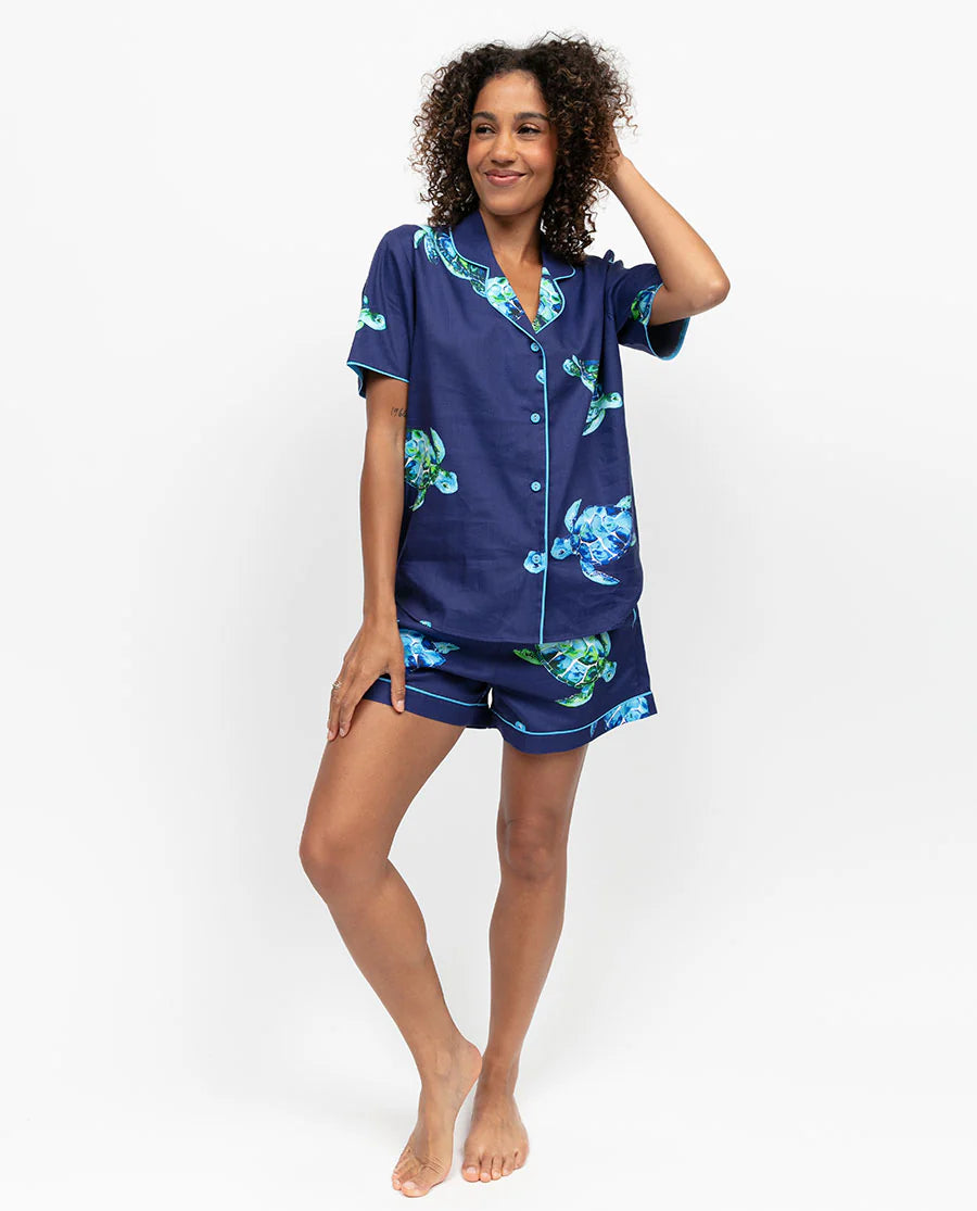Ashley Navy Turtle Print Pyjama Set 5477/5373