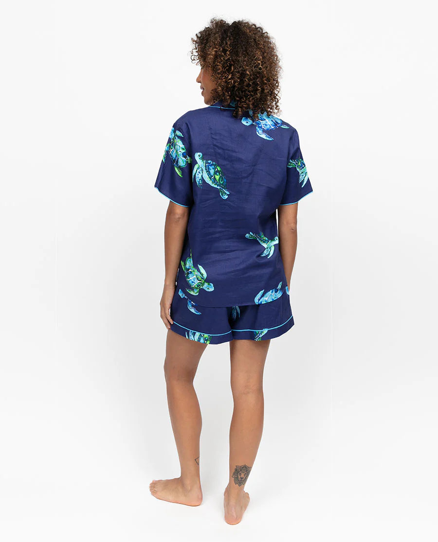 Ashley Navy Turtle Print Pyjama Set 5477/5373