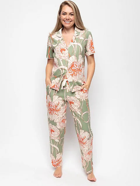 Sage Green Floral Print Pant