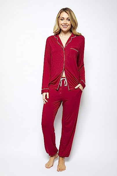 Megan Knit Revere Red PJ Set