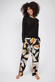 Annie Black print pant pyjama set 4923/4914