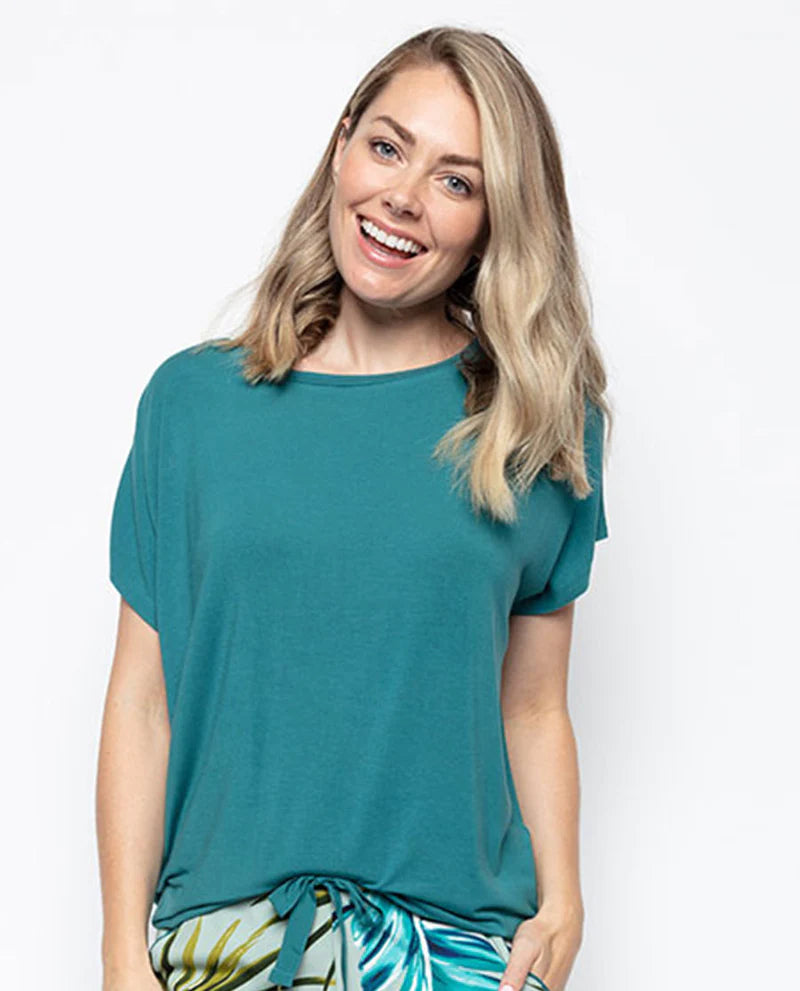 Eleanor Dark Aqua Slouch Top