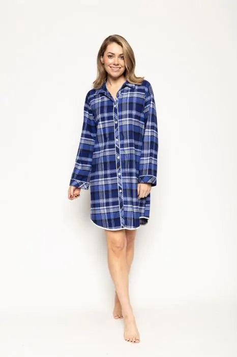 Riley Navy Check Flannel Nightshirt