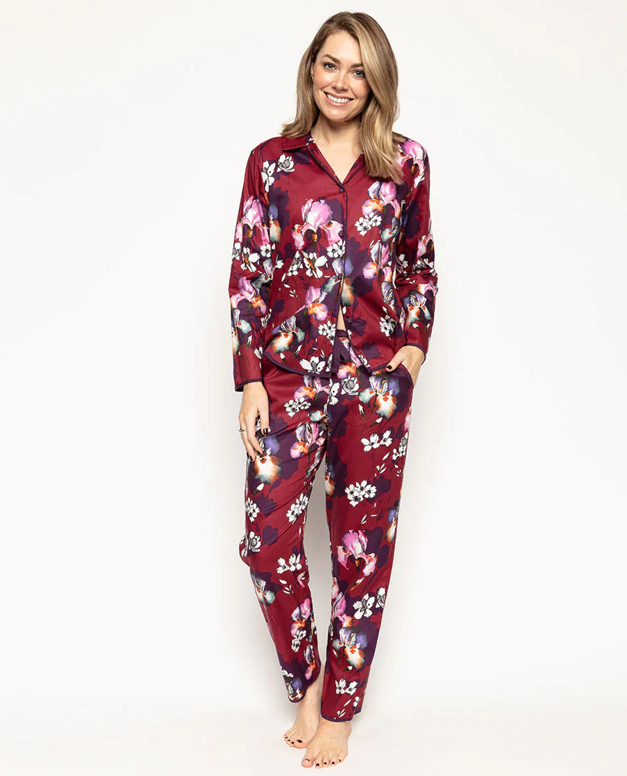 Clarissa Burgundy Floral Print Pyjama Set