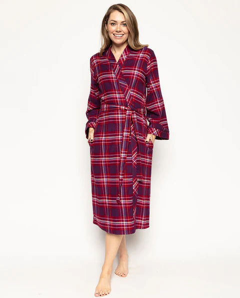 Clarissa  Flannel Check Long Robe