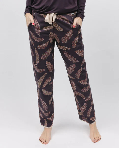 Lana Brown Feather Print Pant 9812