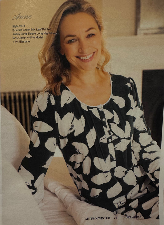 Nora Rose Anne Emerald Long Sleeve Long Nightdress 2074