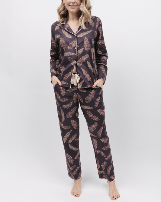 Lana Brown Feather Print PJ Set 9812/9813