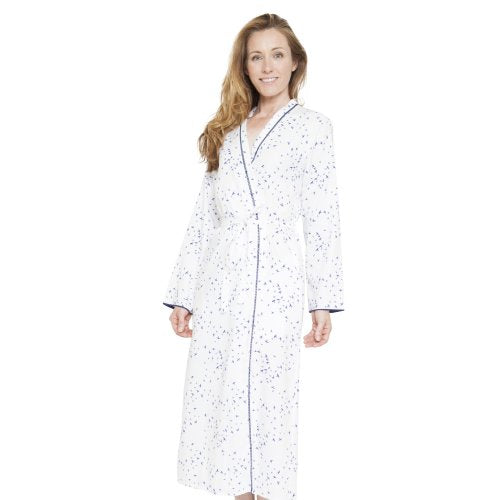 Nora Rose Adele  White Bird Print 100%Cotton Lg Robe