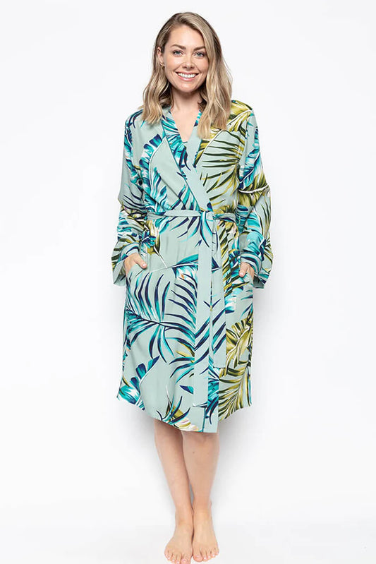 Eleanor Palm Leaf Print Short Robe