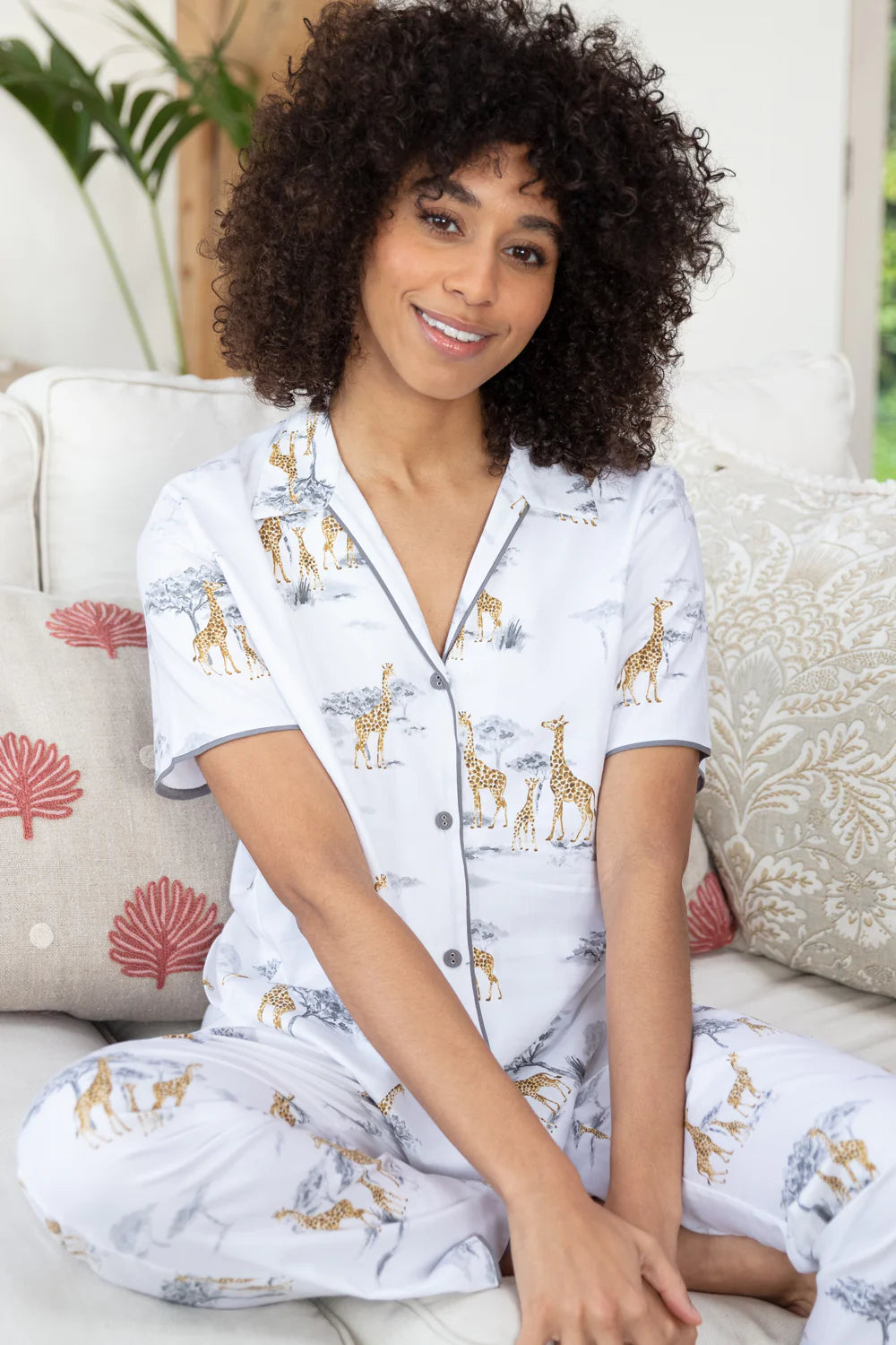 Carly Giraffe Print Pyjama Top