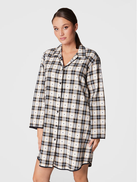 Beth Heart Dobby Check Nightshirt