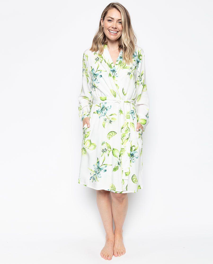 Gina Lime Print Short Robe