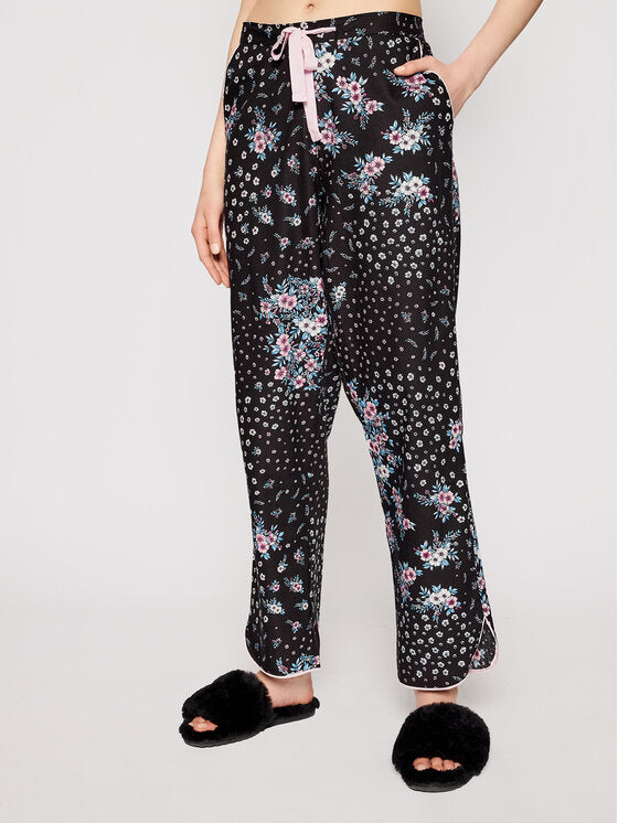 Hannah Black Ditsy Floral Cotton Pyjama Pant