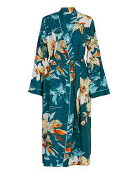 Goldie Teal Floral Print Long Robe 0451